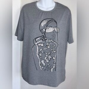 Love & Luxe Gray Silver Rhinestone Girl Print T-Shirt Size Medium
